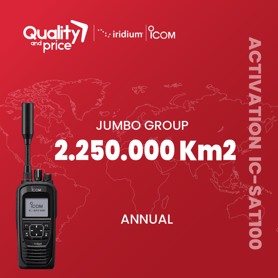 IC-SAT100 Jumbo Group satellite radio activation 2,250,000 km2