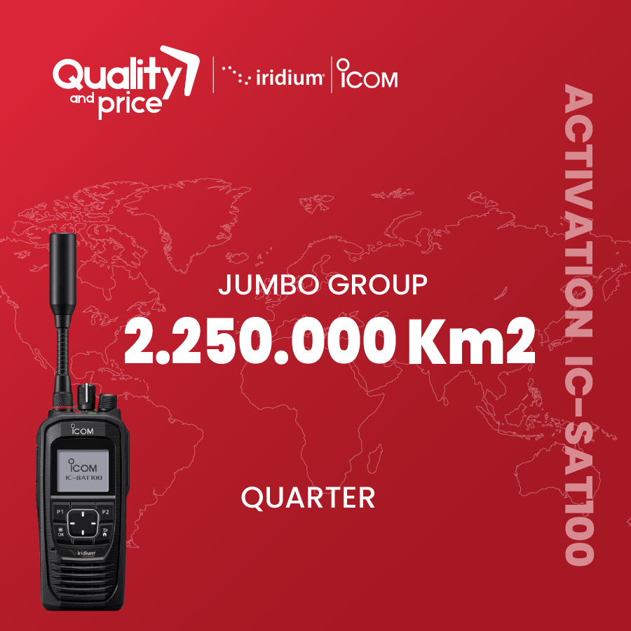 IC-SAT100 Jumbo Group satellite radio activation 2,250,000 km2