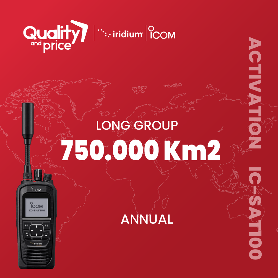 IC-SAT100 Long Group Satellite Radio Activation 750,000 Km2